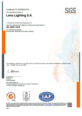 Certificate ISO 45001 2018