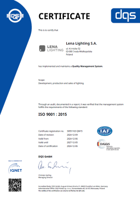 Lena Lighting- ISO Certificates